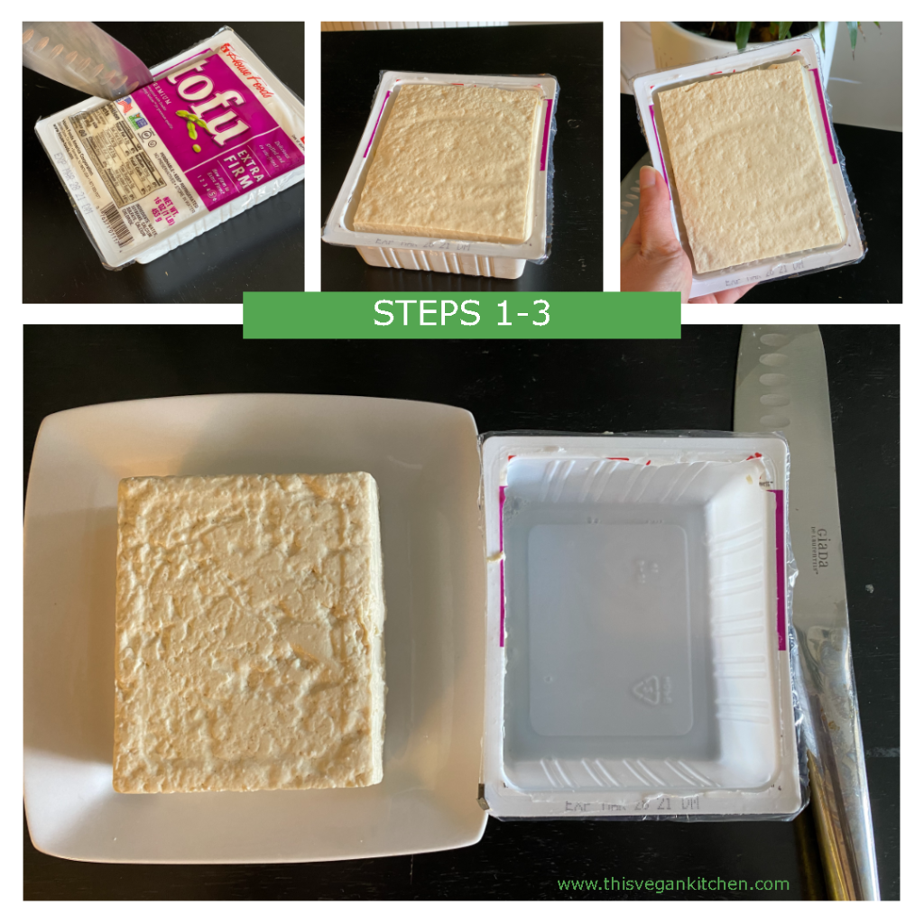 cutting tofu package step by step